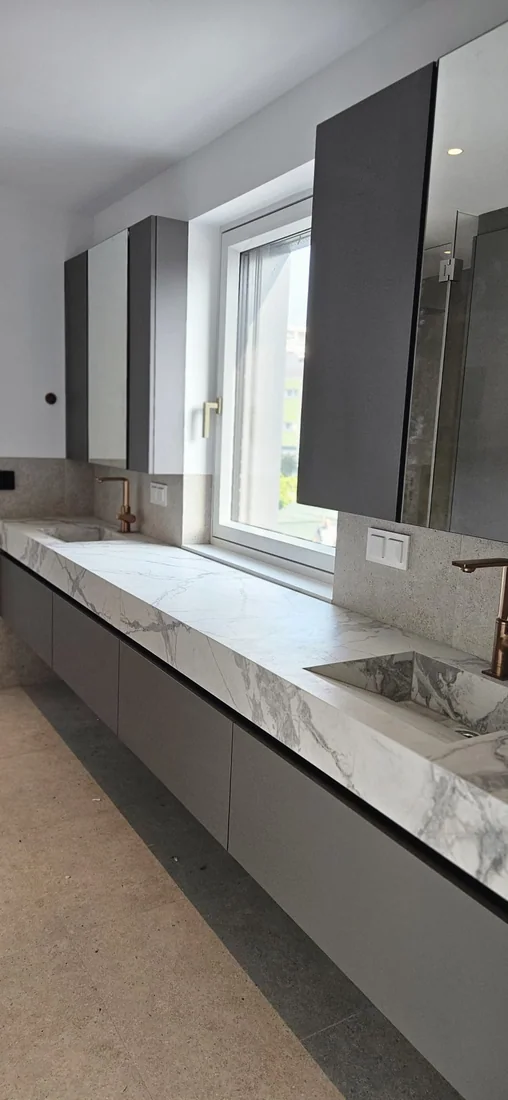 Villa TY – Natural stone & porcelain, Vanities, kitchen, fireplace, exterior, retractable pool (image 4)