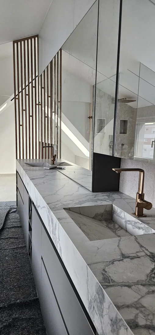 Villa TY – Natural stone & porcelain, Vanities, kitchen, fireplace, exterior, retractable pool (image 5)